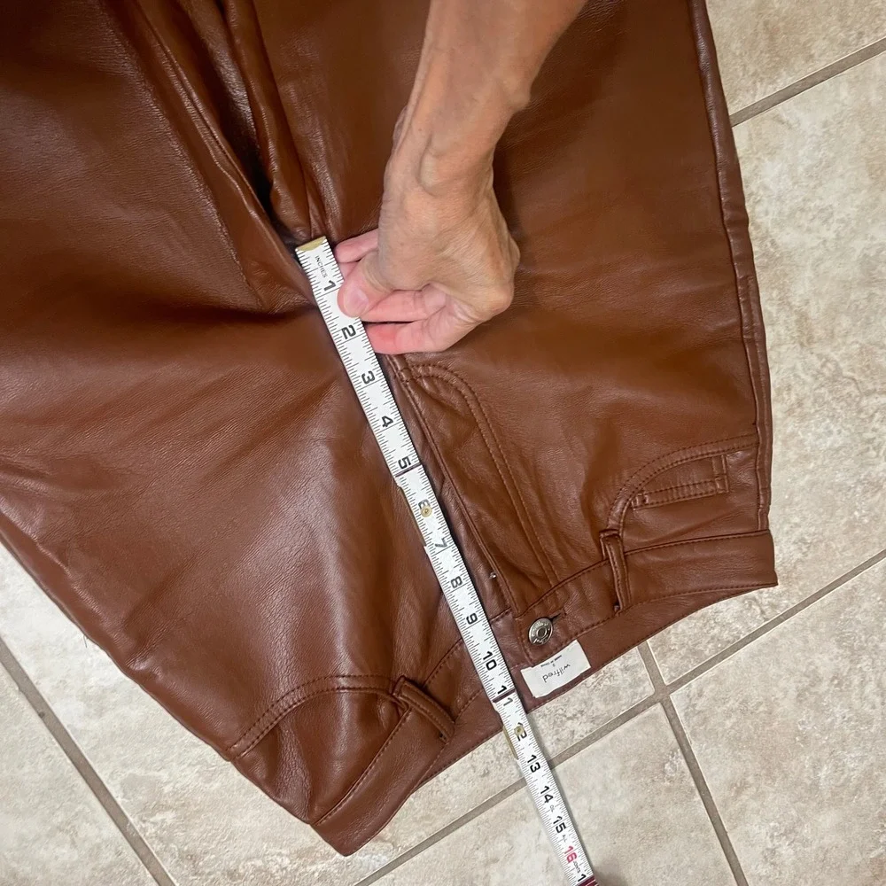 Wilfred Free Vegan‎ Leather Pants High Waisted Brown Straight Leg Trousers Sz 0